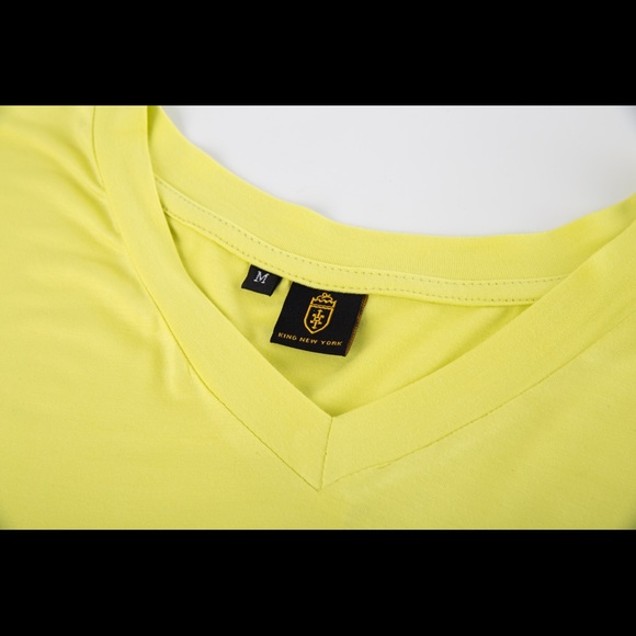 KING NEW YORK, V-NECK T-SHIRT, BRIGHT YELLOW. - Picture 1 of 15